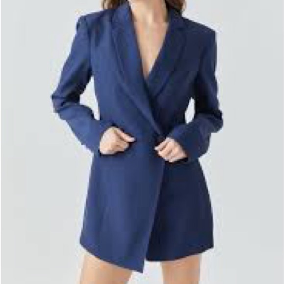 Navy blazer romper  with tie - Picture 1 of 3